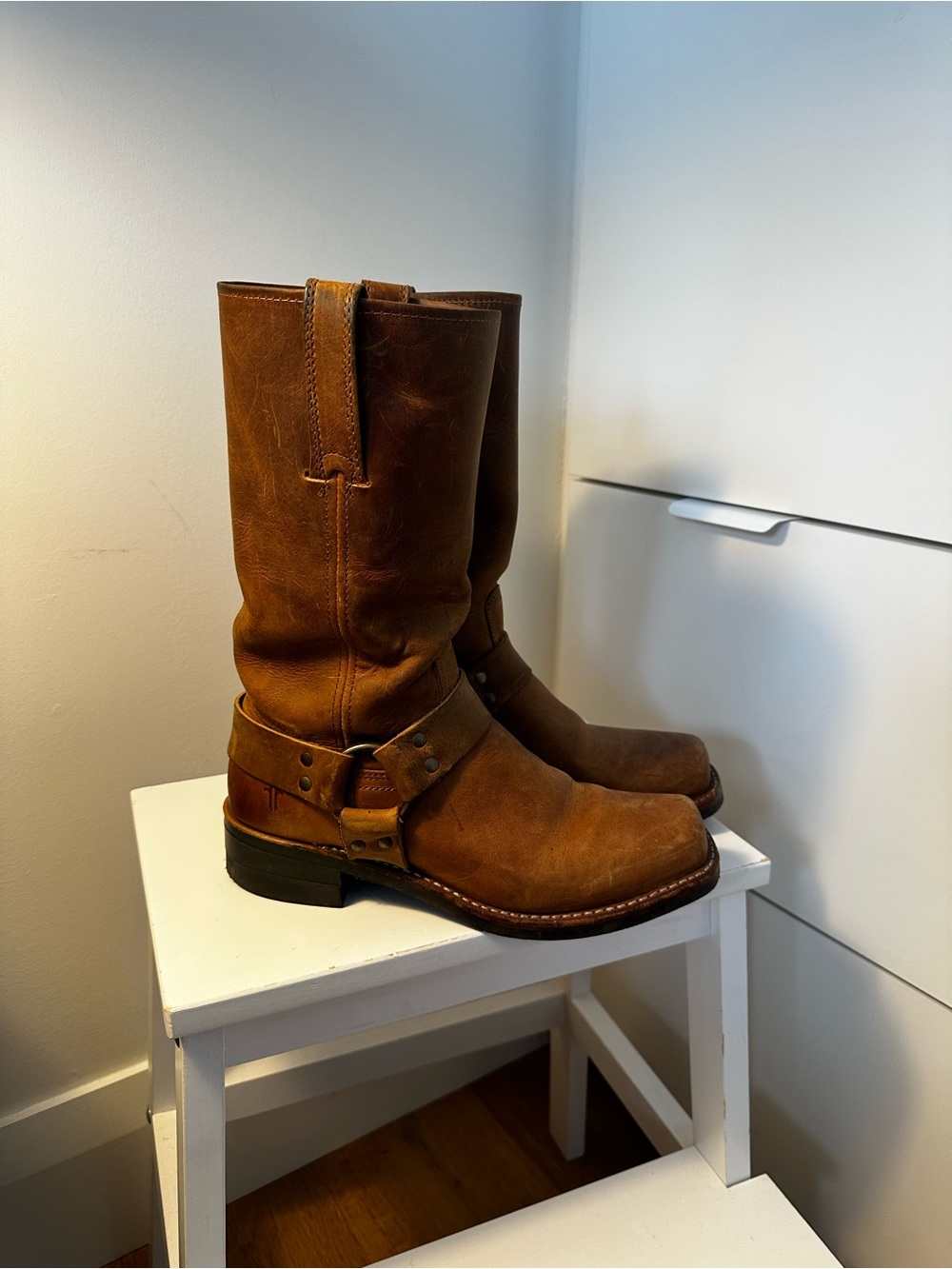 Frye Brown Leather Harness Boots